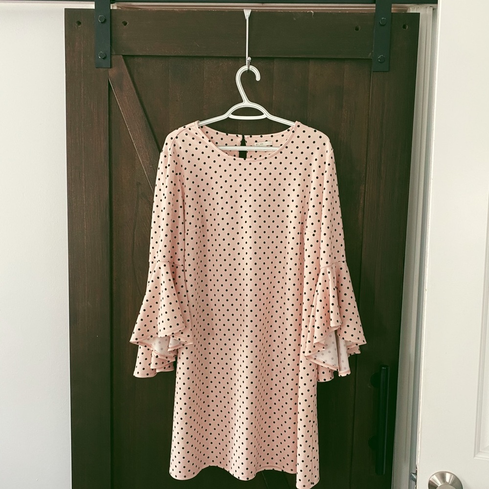 Pink with Black polka dots dress
